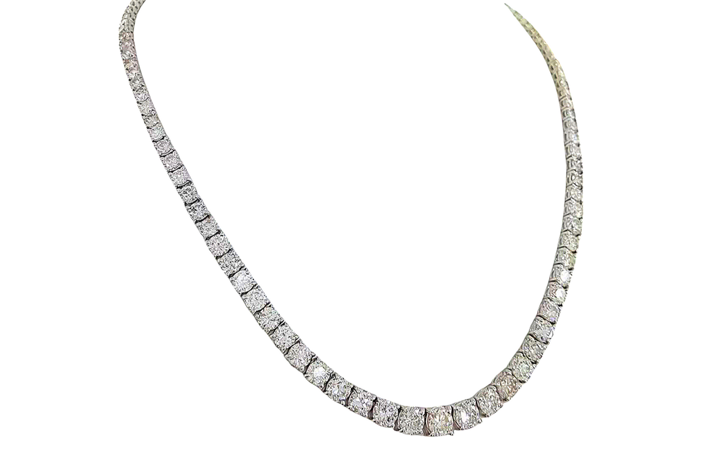 Collana tennis in oro bianco e diamanti naturali 43 ct