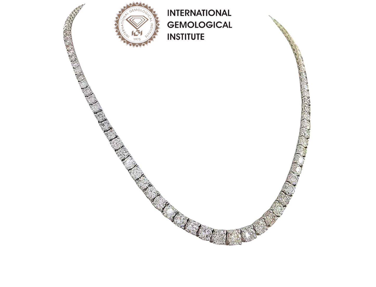 Collana tennis in oro bianco e diamanti naturali 43 ct