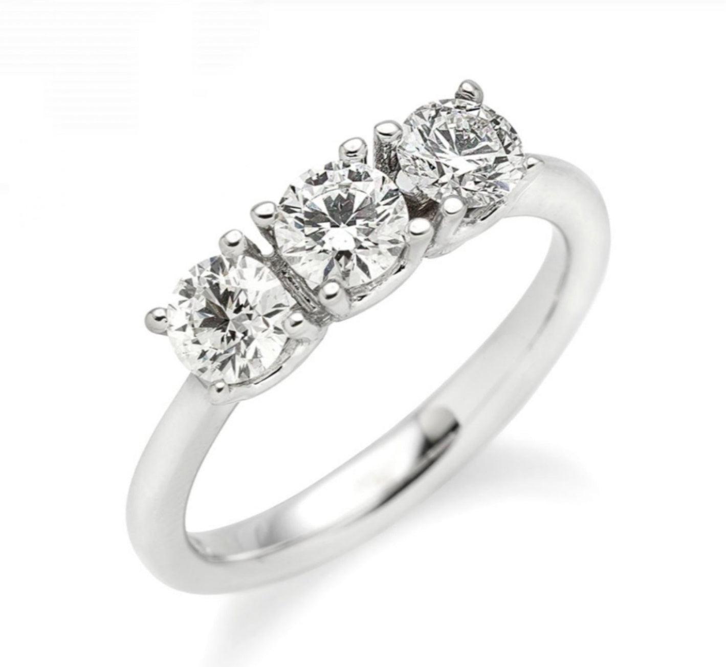 Trilogie-Ring, 0,90 ct Naturdiamanten, zertifiziert IGI D IF