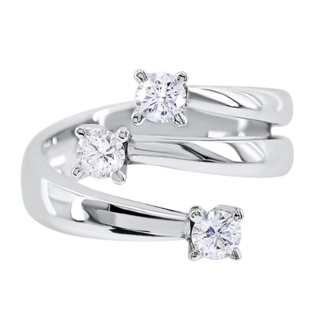 Anello trilogy , diamanti naturali 0.45ct certificato IGI D IF