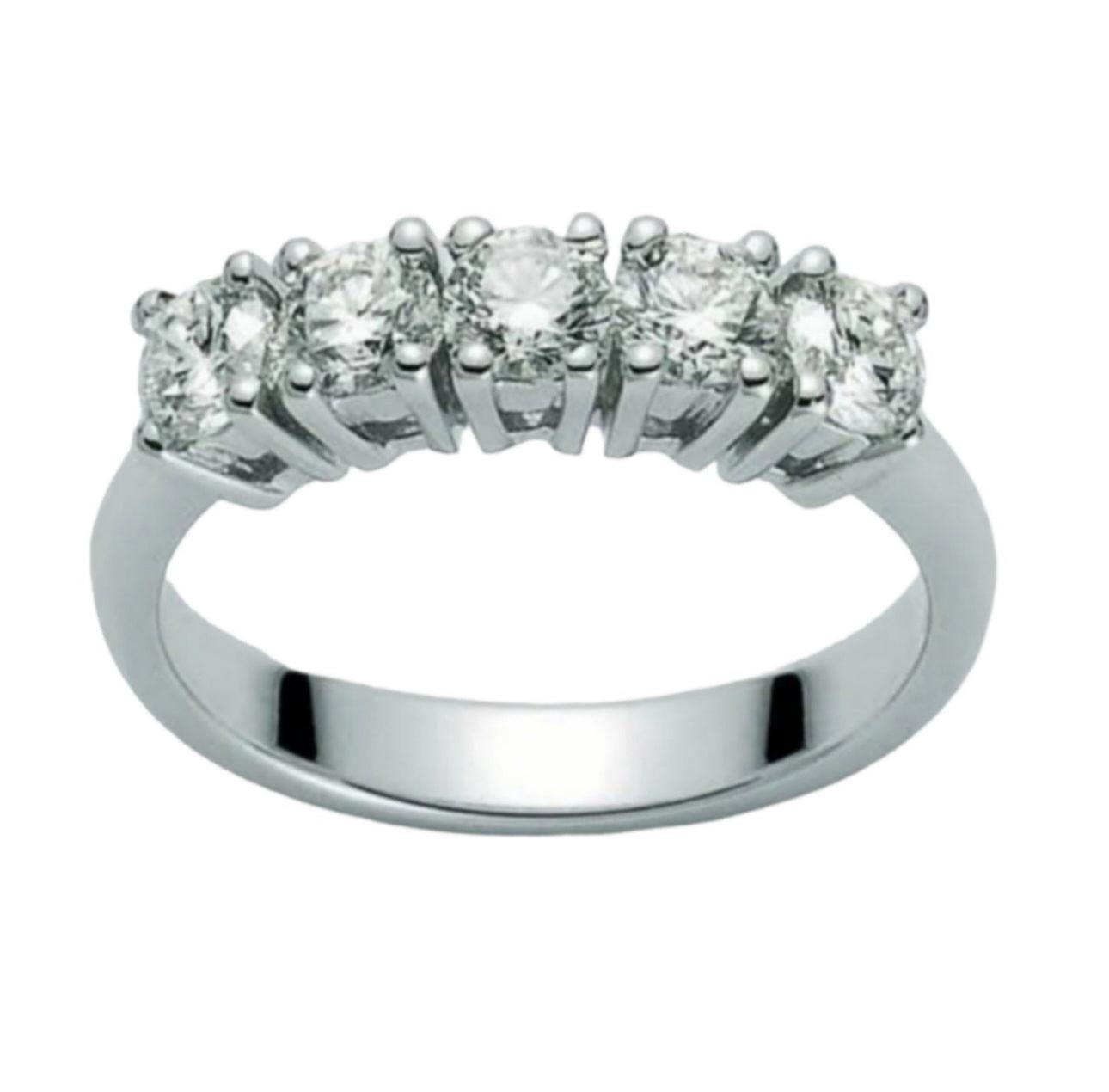 0,50 ct IGI D VVS1 zertifizierter Ring mit 5 natürlichen Diamanten