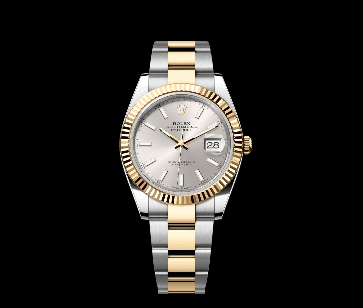 Rolex Datejust 41 - Silver dial, fluted bezel, oyster bracelet