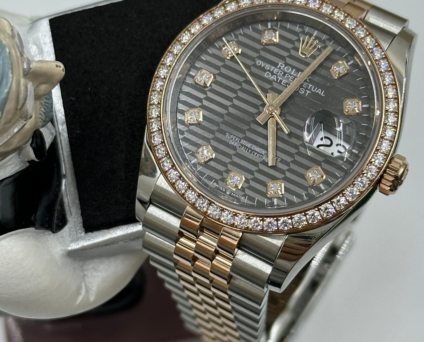 Rolex Datejust 36Slated, fluted motif set with diamonds dial, diamond