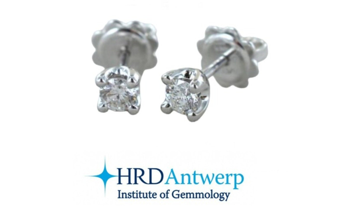 Pendientes punto de luz con certificación HRD en oro blanco de 18k y 2 diamantes naturales de 1,01 ct