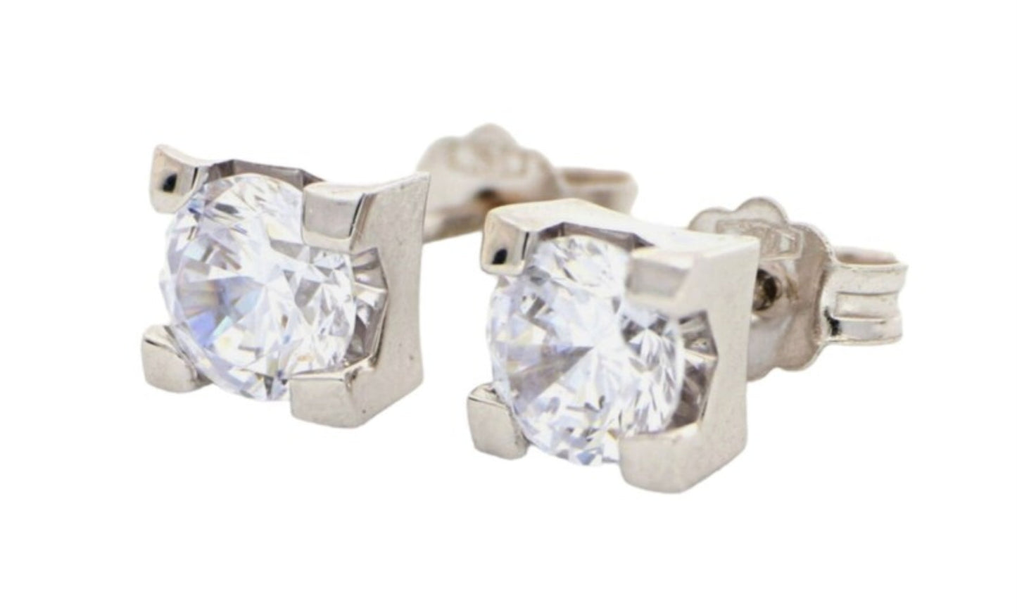 Pendientes de punto de luz cuadrado con certificación HRD en oro blanco y 2 diamantes naturales de 0,54 ct