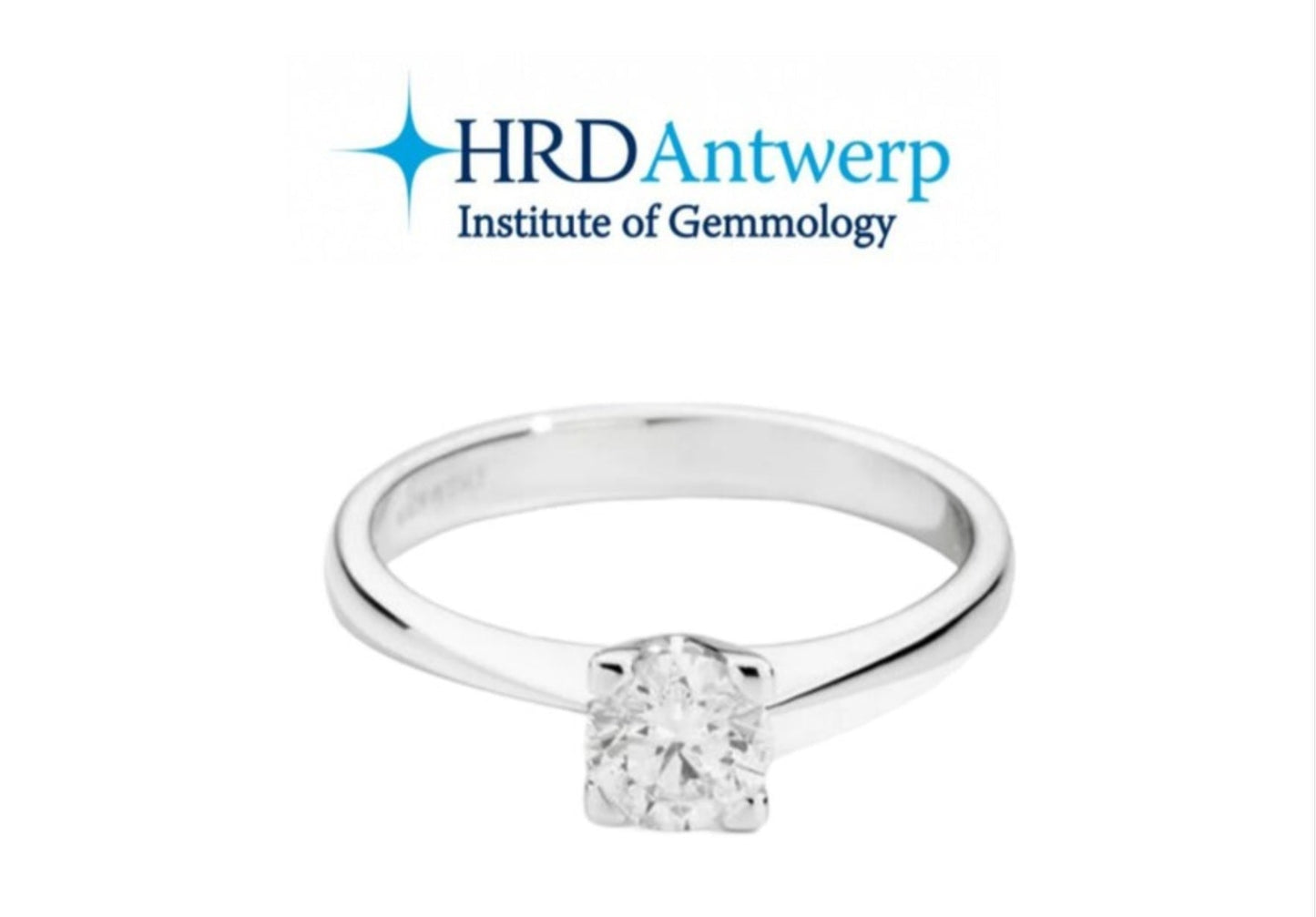 anello solitario  certificato HRD in oro bianco 18k e diamante naturali centrale 0,34ct