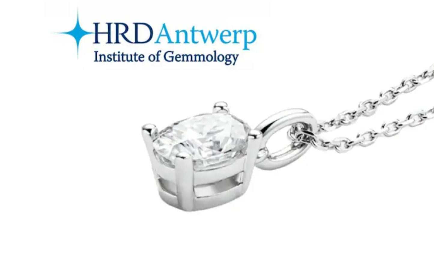 HRD ANTWERP ciondolo punto luce ovale oro e diamante naturale 0,15ct