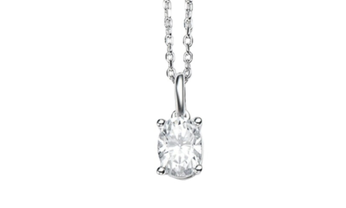 HRD ANTWERP ciondolo punto luce ovale oro e diamante naturale 0,15ct