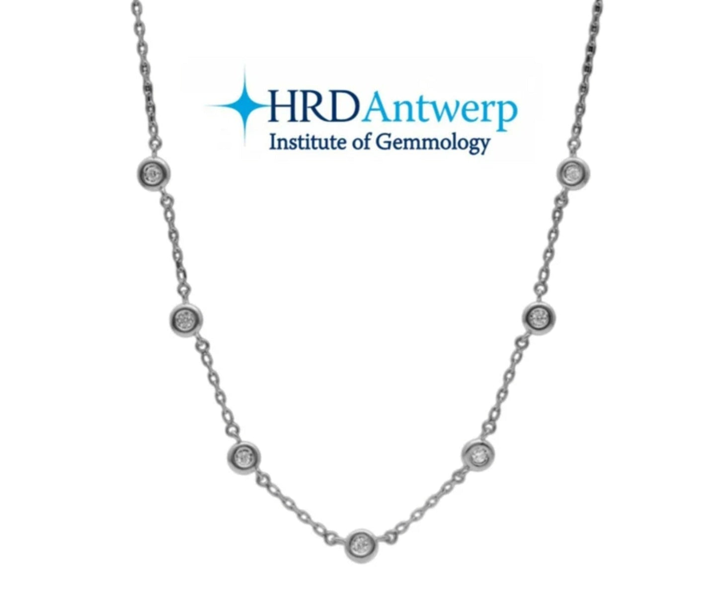 Collar certificado HRD EN oro blanco con 7 diamantes naturales 0,77 ct